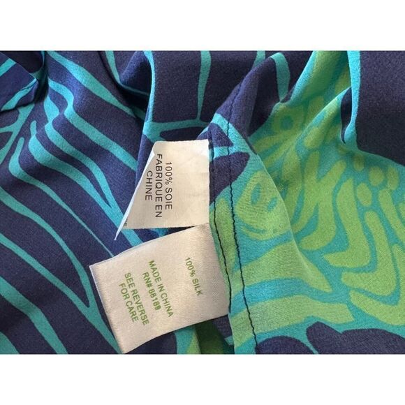 Lilly Pulitzer Silk Blouse XXS "Under the Palm Leaf" Print Long Sleeve Top EUC - Picture 11 of 11